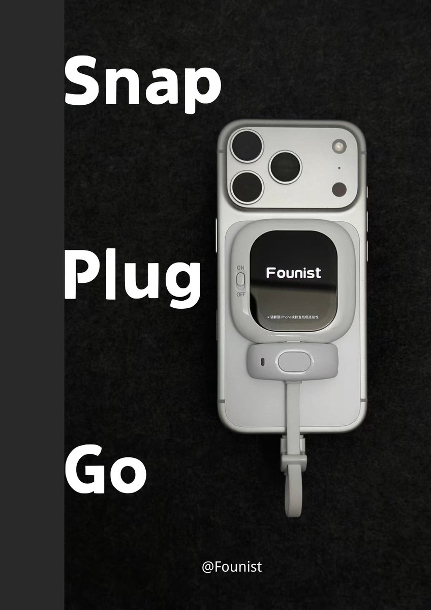 Founist_Europe's tweet image. Meet Snap-Plug-Go — your hassle-free solution for quick filming anywhere.

1️⃣ Snap it on – attach it to your iPhone instantly.
2️⃣ Plug &amp;amp; Go – no setup, no apps, no charging.
3️⃣ Start shooting – see your shot in real time on the built-in monitor.

#techgadget 
#Founist