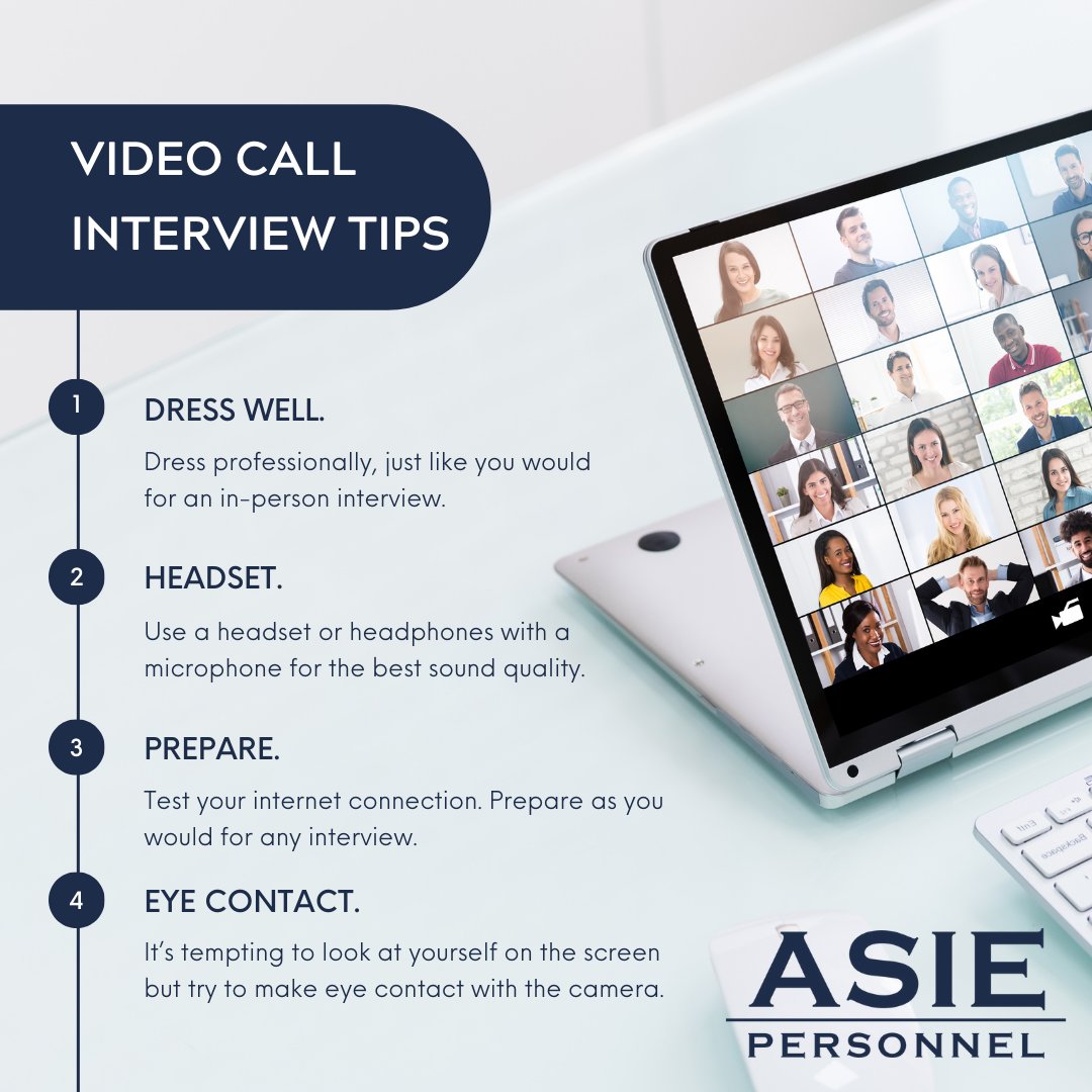 AsiePersonnel's tweet image. #InterviewTip: Prepare for your video call interview as you would a face-to-face interview.

 Click here for more Interview Tips: asie.co.za/job-seekers/

#asiepersonnel #jobinterview #interview #videocall #background #preparation