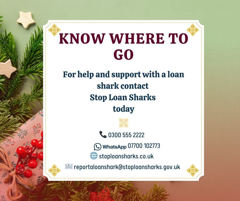 If you think you or someone you know is
involved with a loan shark contact <a href="/SLSEngland/">Stop Loan Sharks England</a> today on 0300 555 2222
#SpotTheSigns #StopLoanSharks #sleighnotoloansharks
