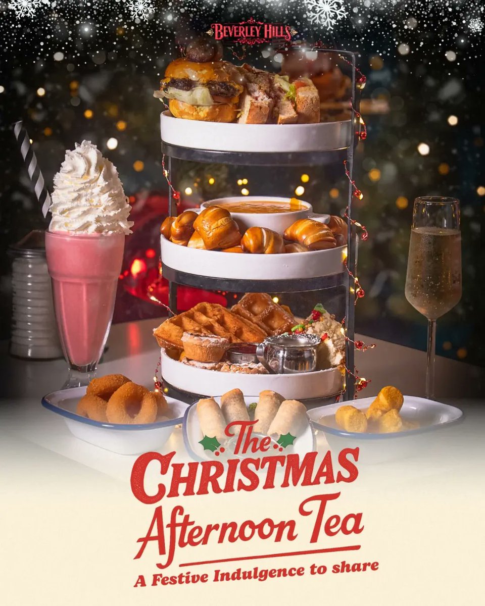 The FEASTive afternoon tea has arrived at @beverleyhillsdiner and it looks DELICIOUS! 🎄

Loosen your belts, this is a feast fit for Santa himself 🎅 Made for two, three or your whole Christmas party, because festive treats are better together!

Book now⬇️
beverleyhillsdiner.com