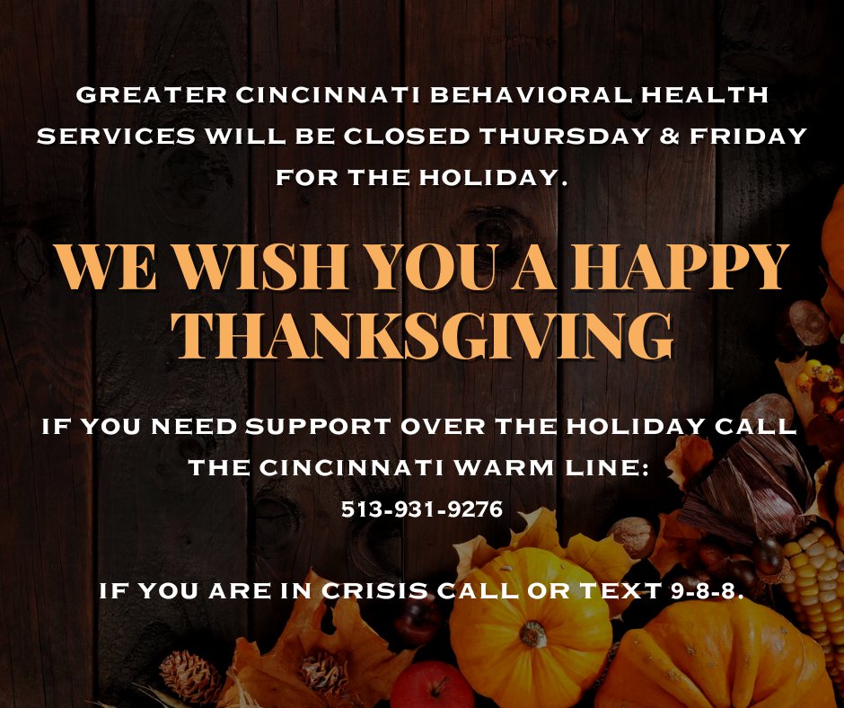 GCBHS's tweet image. #GCBHS wishes you a warm and happy Thanksgiving! We are thankful for those who support our work and help make a difference in our community. #LIFEchanging