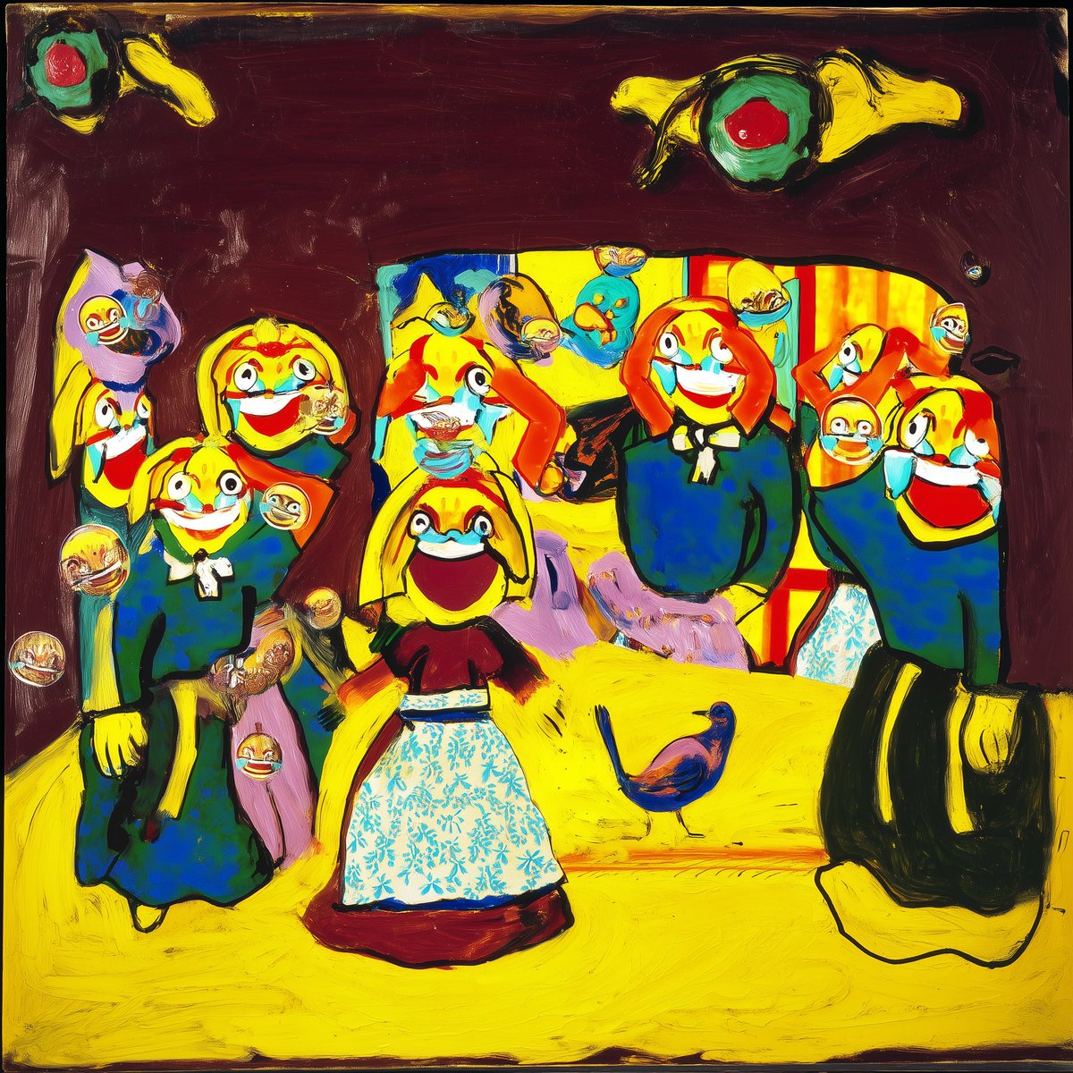 Today my daughter came home from kindergarten with this drawing. 🥹  
This is how she sees our family, in her own sweet way.  LMAO!