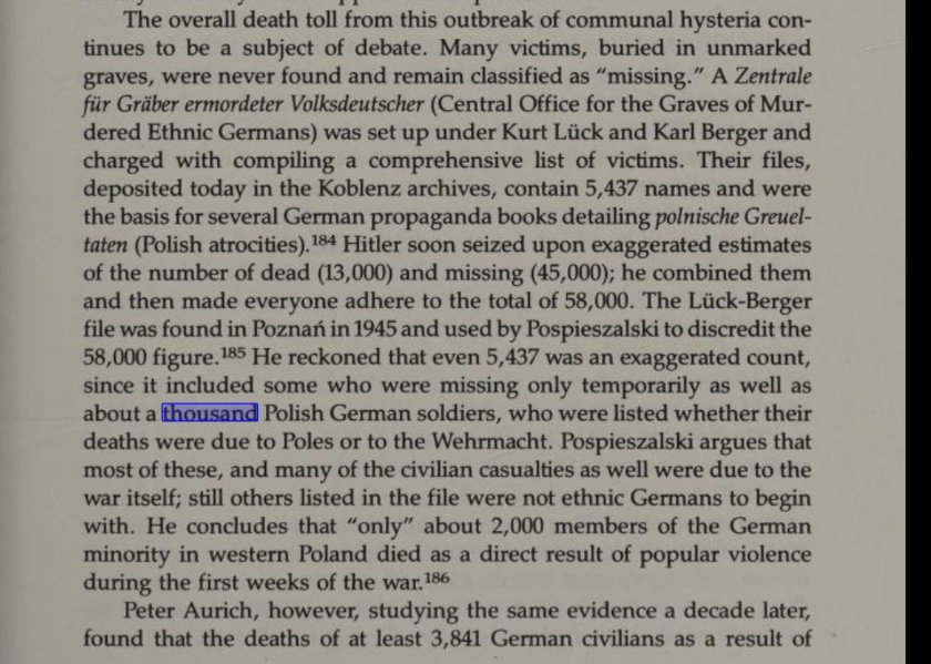 Anyone who says that the number ethnic Germans killed by Poles was greater than c5.5k is lying. Reich authorities actually produced a list of the names of the victims. If the list is incorrect, it errs on the side of being exaggerated