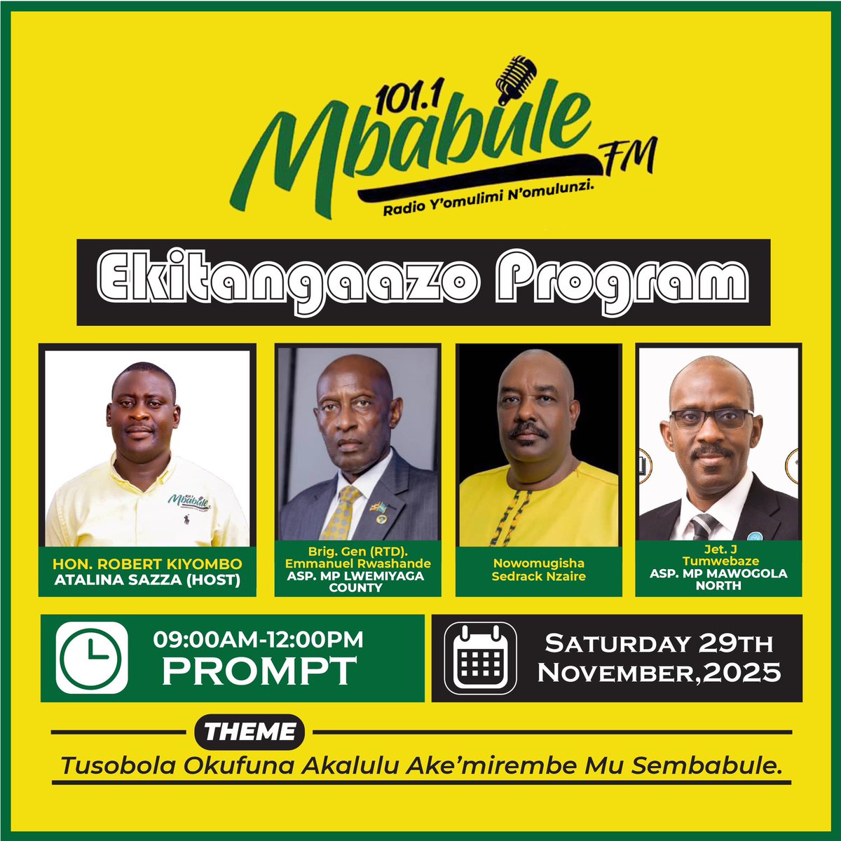 enos_musinguzi's tweet image. This Saturday, we&apos;re thrilled to host distinguished guests from Sembabule on our radio station! 📻✨ Join us for engaging discussions and insights @Mbabulefm101 @jet_tumwebaze @KagutaNzeire  and @EmmRwashande