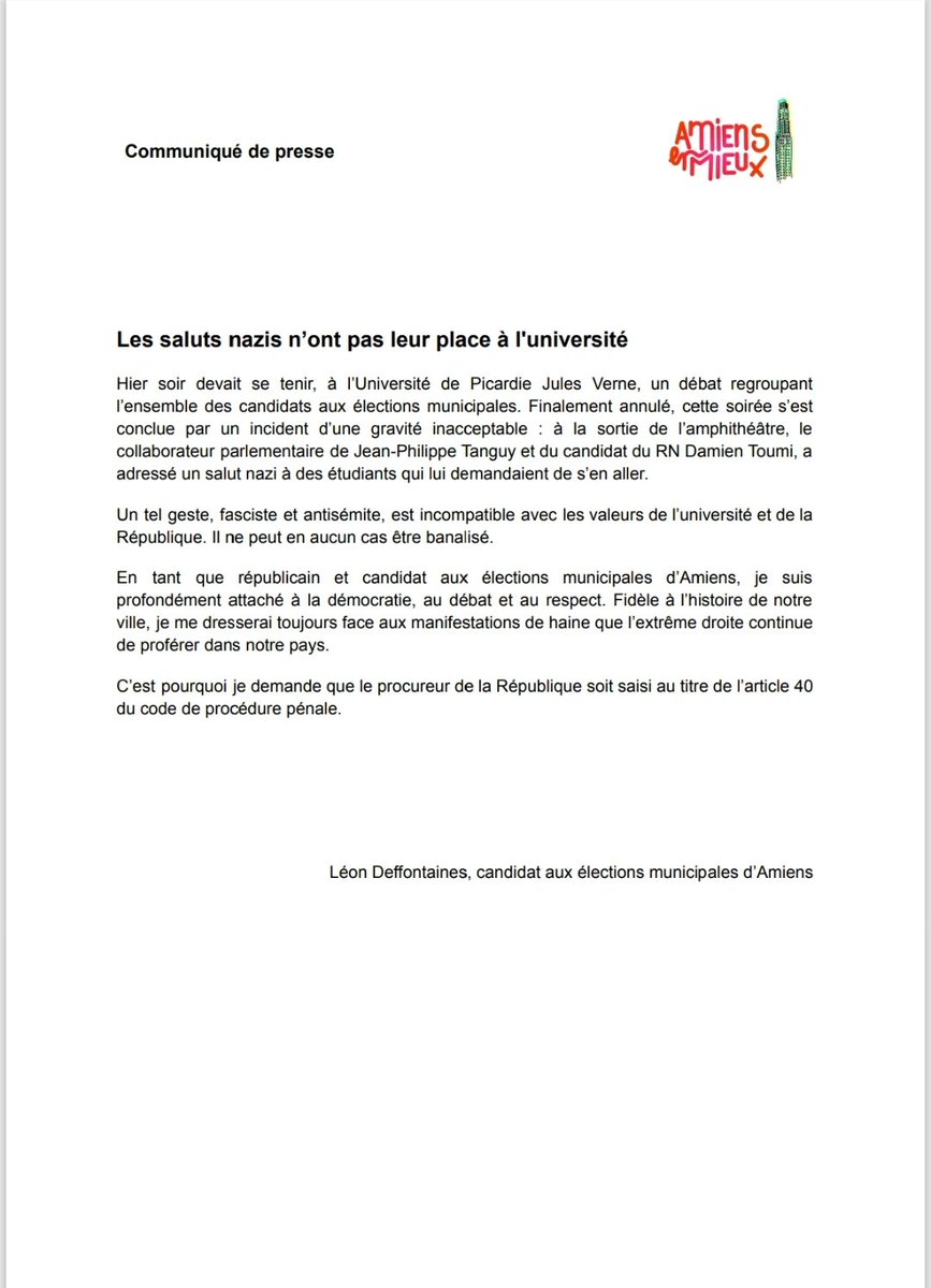 L_Deffontaines's tweet image. Un collaborateur de @JphTanguy et de @DamienToumi a adressé un salut Nazi en pleine université.

Un tel geste fasciste et antisémite est incompatible avec les valeurs de l'université et de la République. Il ne peut en aucun cas être banalisé.