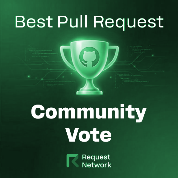 RequestNetwork's tweet image. Best Pull Request exists to reward community contributions that improve Request Network.

REQ holders can now vote for the Q3 winner in our Discord governance channel. Cast your vote now discord.gg/FsVAR3ny3f