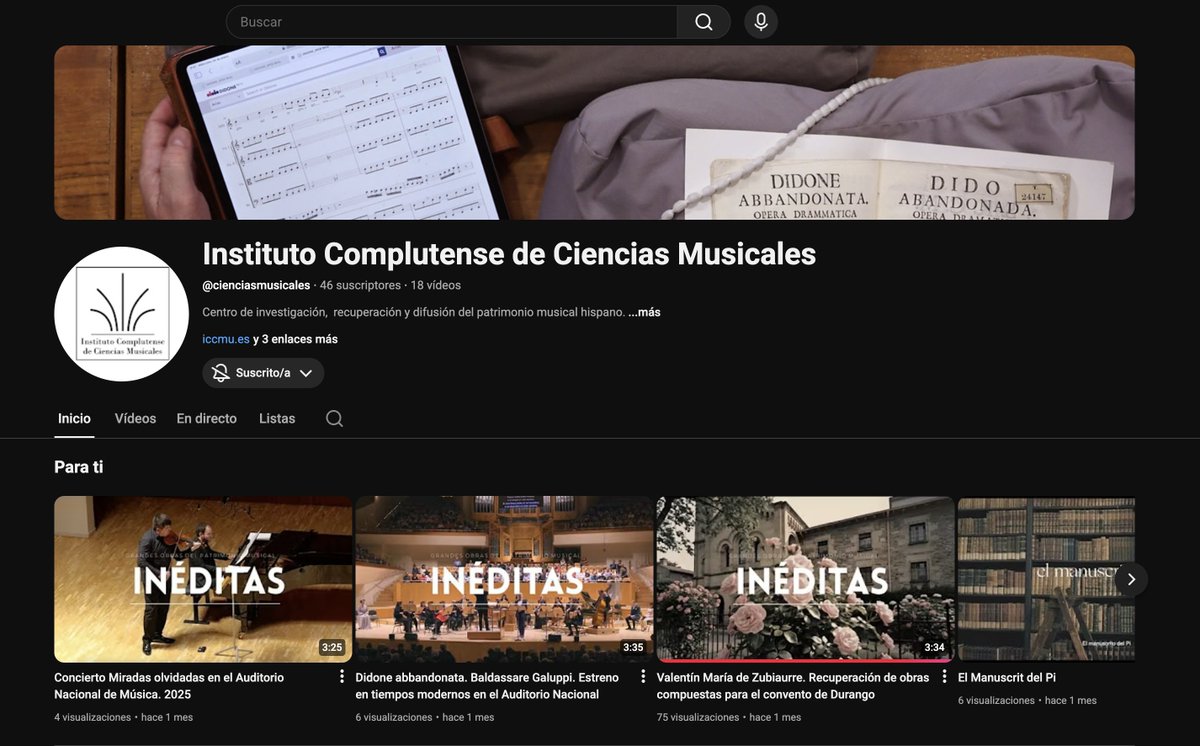 ICCMU's tweet image. Conoces ya nuestro canal en @YouTube?
Vamos subiendo vídeos sobre cómo se realiza cada proyecto de recuperación musical, desde las fuentes manuscritas a la partitura en edición moderna y la grabación. 
🛋️ Ven a visitarnos!
youtube.com/@cienciasmusic…