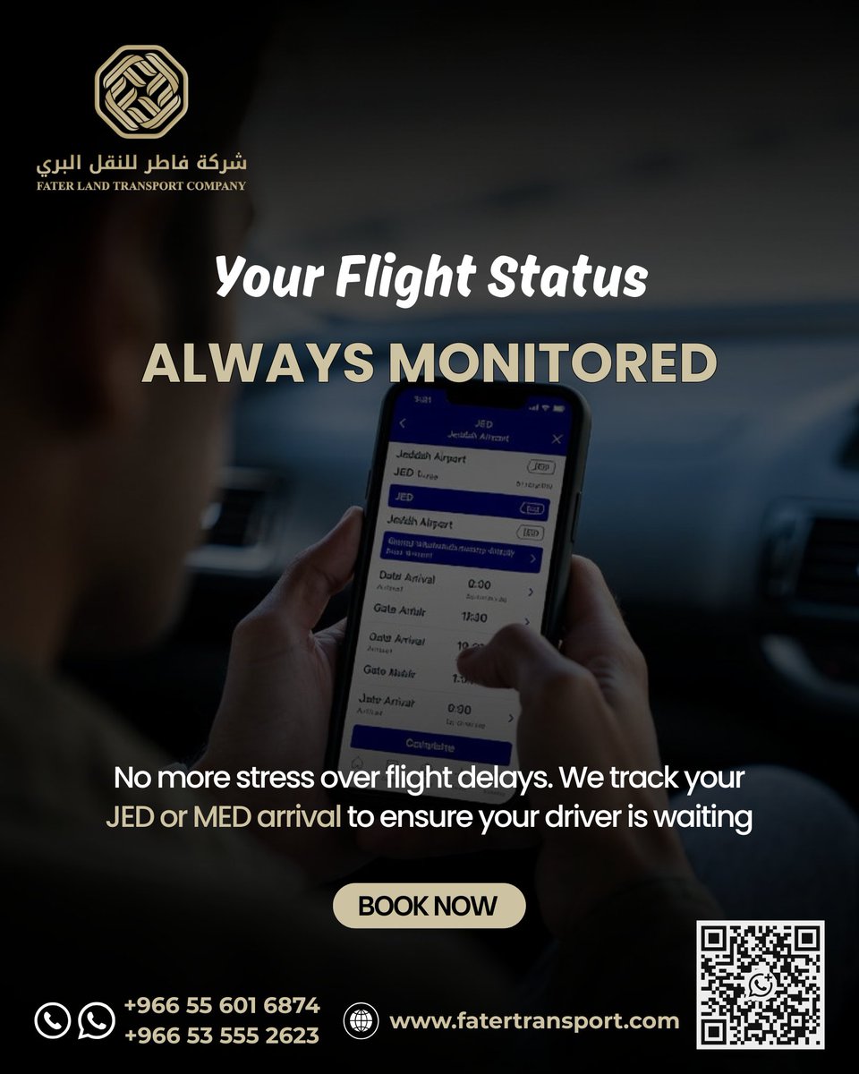 fatertransport's tweet image. Flight delays are stressful enough—your airport pickup shouldn’t be.

🌐 fatertransport.com

#FaterTransport #AirportPickup #FlightMonitoring #HajjUmrahTravel #Madinah #Jeddah #24x7Service #TravelSmart #SafeTravel #ReliableRides