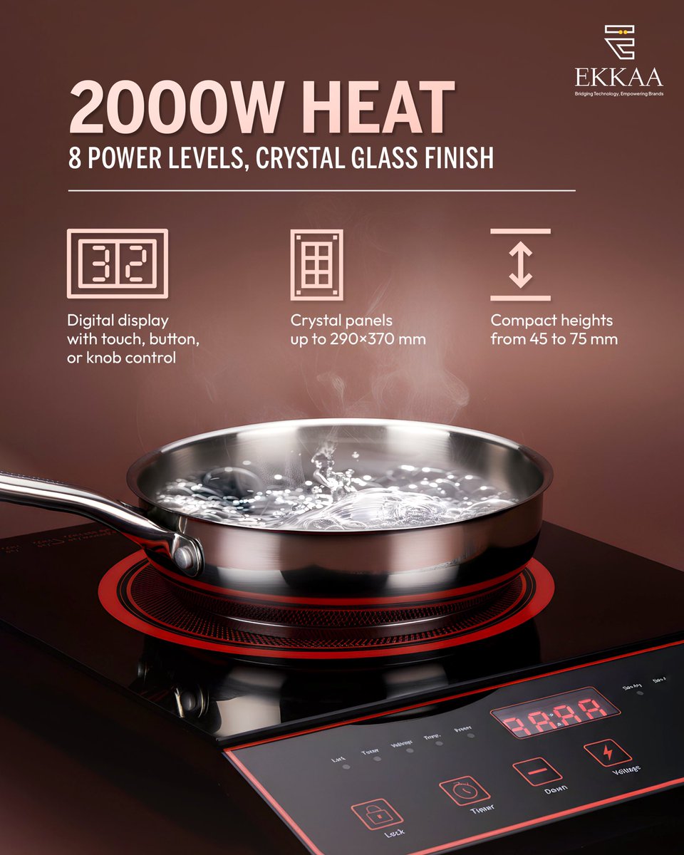 ekkaaofficial's tweet image. Engineered for performance, designed for integration.

A 2000W induction module with smart controls, durable crystal glass, and compact builds, ready for your next appliance lineup.

Ekkaa powers the technology behind leading brands.

#EkkaaElectronics #SmartControl…