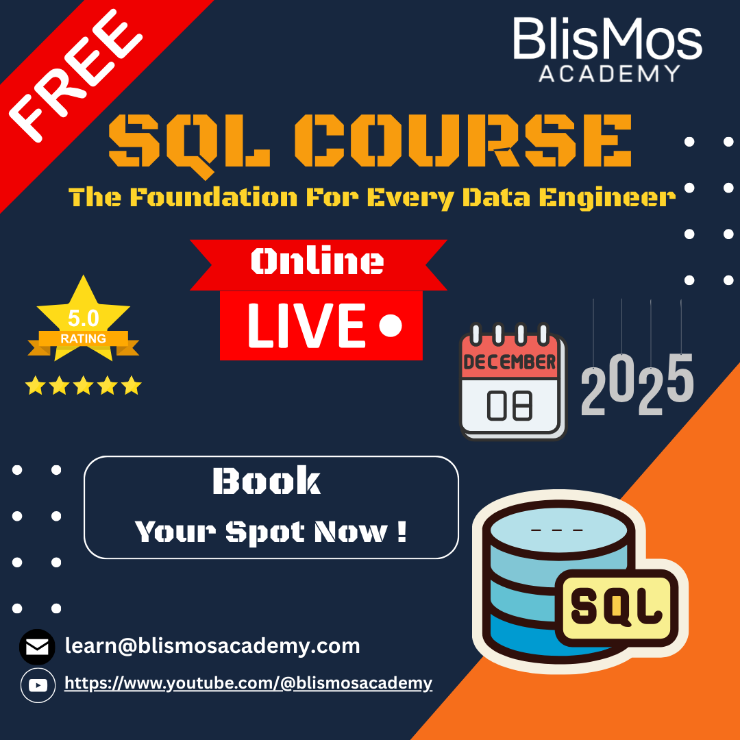 blismosacademy's tweet image. Registration Link - forms.gle/TSagfAfcqyxD1v…
(link is also available in bio)
.
.
.
#SQL #LearnSQL #SQLForBeginners #DataEngineering #DataAnalytics #TechLearning
