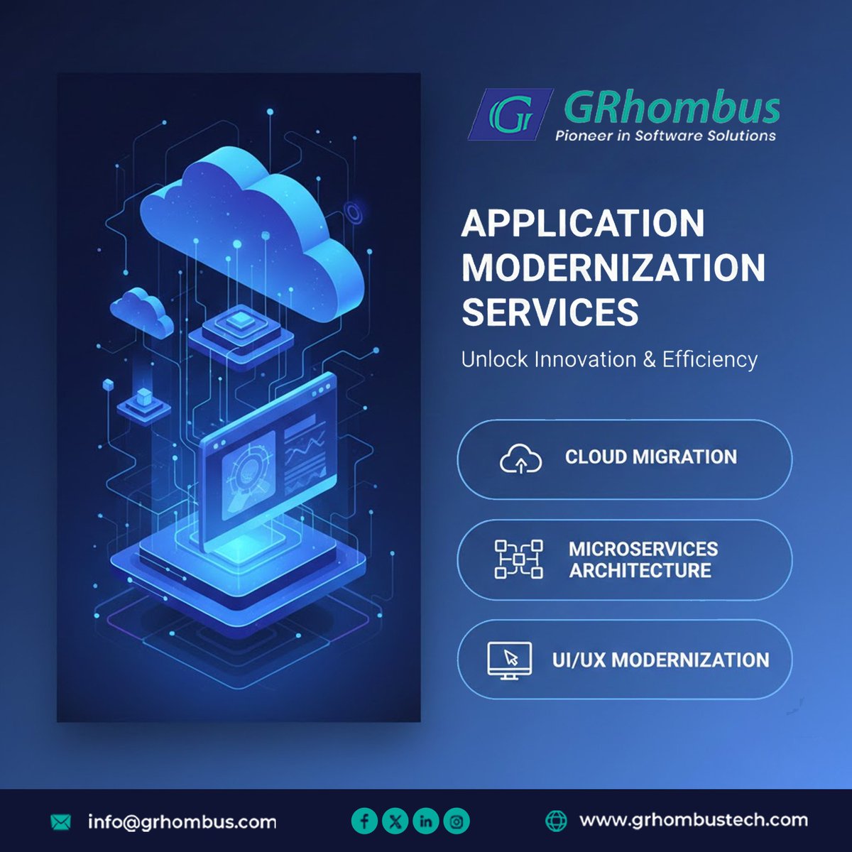 grhombustech's tweet image. Modernize your legacy applications with GRhombus and unlock the power of innovation.

From Cloud Migration to Microservices Architecture and UI/UX Modernization, we help you scale smarter and faster.

🌐 grhombustech.com/application-mo…

#applicationmodernization #grhombustech