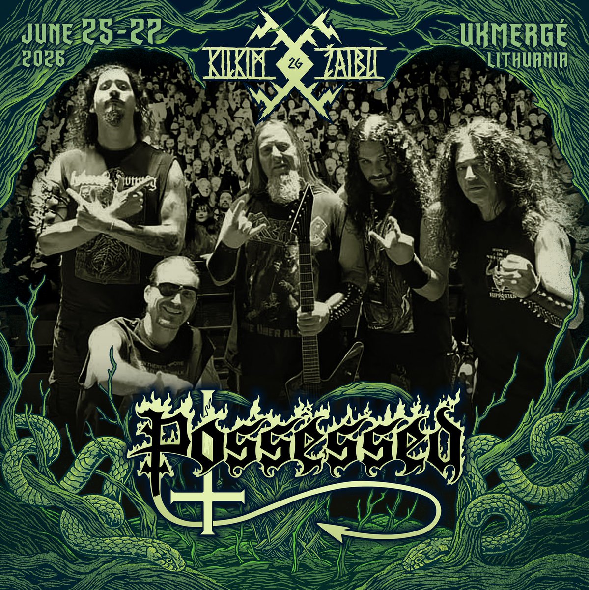 kilkimzaibu's tweet image. For the first time in the Baltics – death metal legends #POSSESSED!
The originators of the genre dominate the stage with the same raw, fast and  ferocious energy that ignited the Death Metal revolution back in 1984. Experience metal history come alive – right before your eyes.