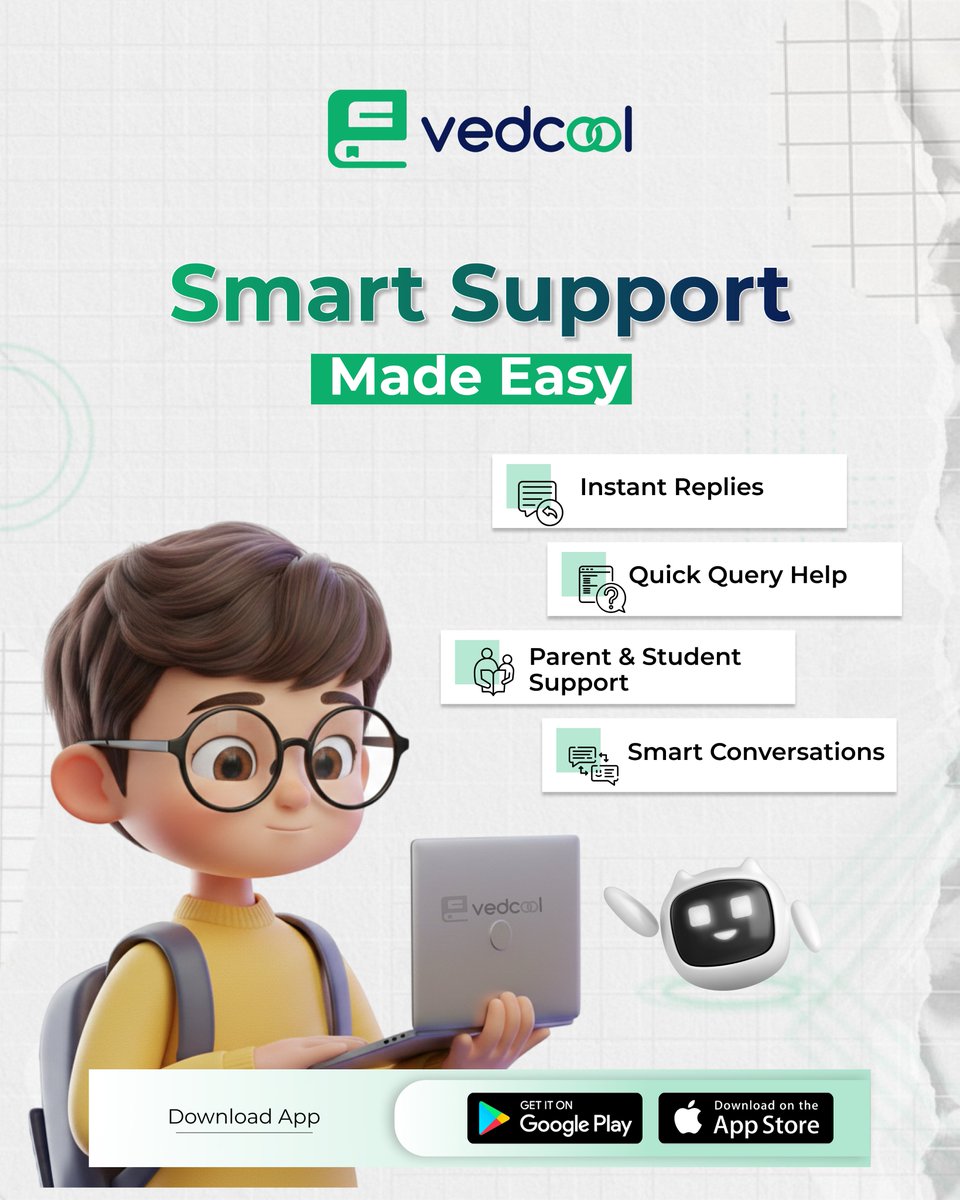 vedcoolai's tweet image. Vedcool AI Chatbot – Fast Support, Smarter Experience

Get instant, reliable replies and easy assistance for parents and students—simple, quick, and smart.

#Vedcool #AIChatbot #SmartSupport #InstantHelp #StudentSupport #ParentSupport