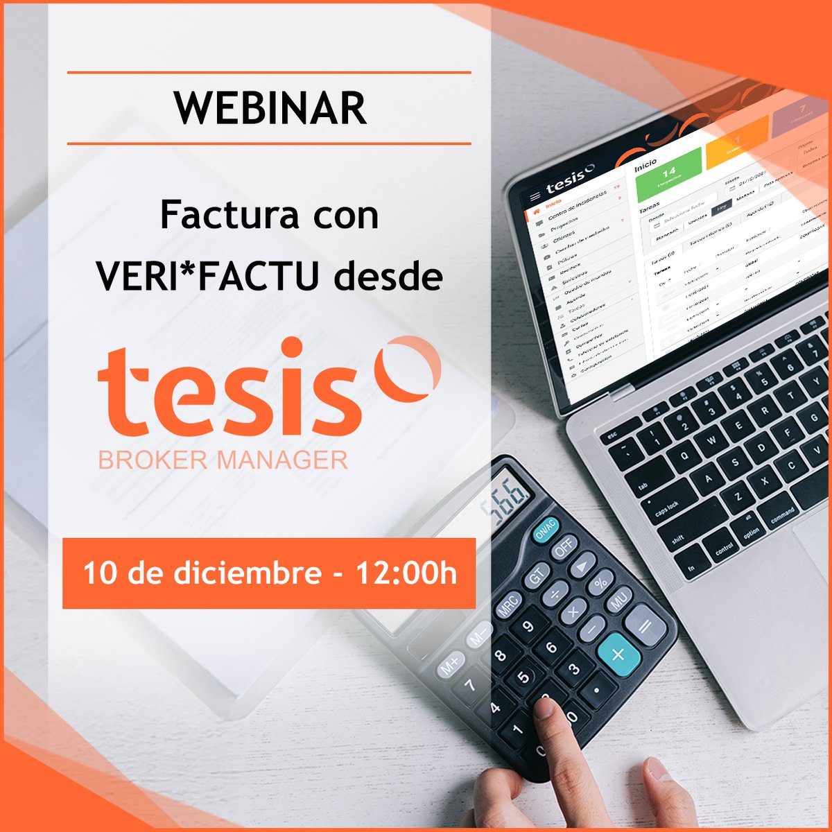 codeoscopic's tweet image. 👩‍🏫 #WEBINAR | Factura con  #Verifactu desde #TesisBrokerManager

Prepara tu correduría para el nuevo sistema de facturación electrónica de la Agencia Tributaria. 

📅10 de diciembre
⌚12h
📌 Inscripción gratuita: 🔗 codeoscopic.com/es/eventos/web…

#Codeoscopic #CodeoscopicWorkspace