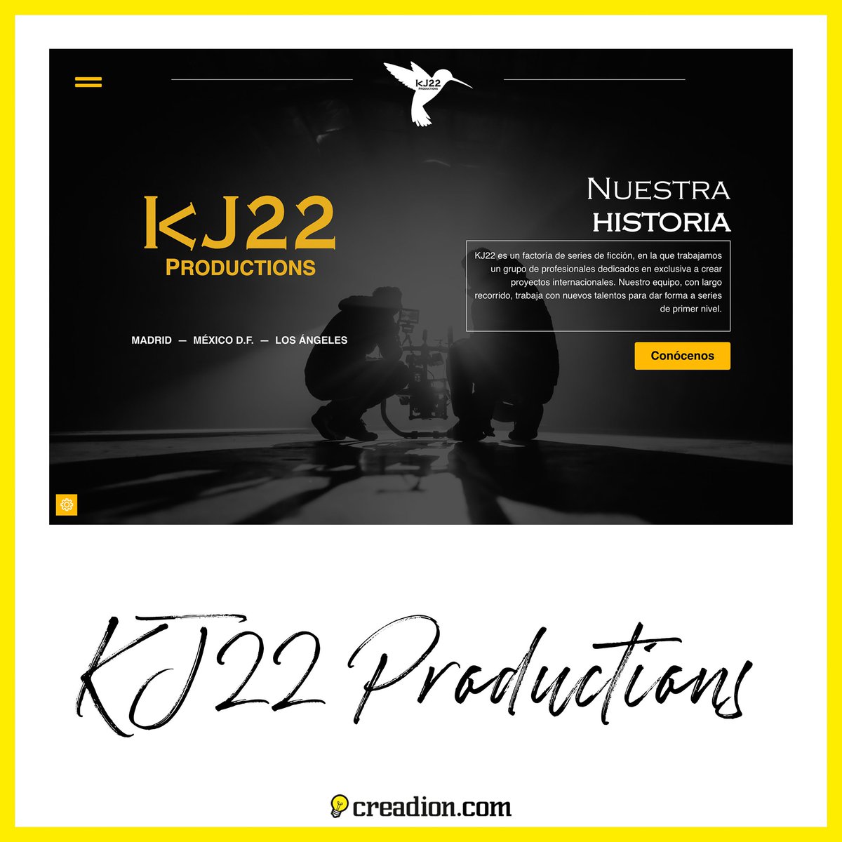 creadion's tweet photo. KJ22 Productions confió en nosotros para diseñar su logotipo y construir su web. Puedes ver este proyecto en:

👉🏼 https://t.co/M4CfsotPr1 👈🏼

KJ22 Productions trusted us to design their logo and build their website. You can see this project in:

👉🏼 https://t.co/M4CfsotPr1 👈🏼 https://t.co/idJaks2t7A