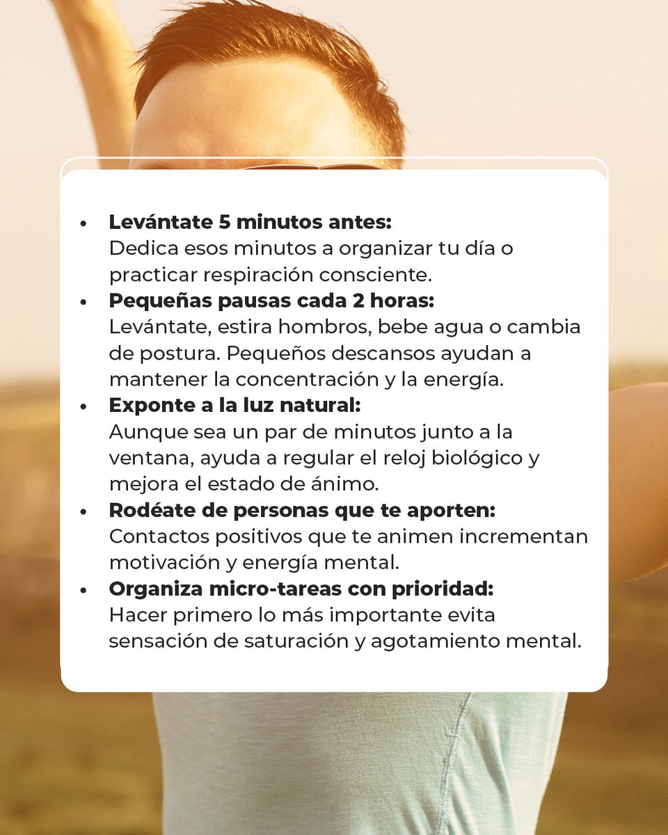 🥱¿Bajón a media mañana? ¿Cansancio después de comer?

A veces solo necesitas pequeños hábitos para mantener el ritmo.

Nada complicado, nada imposible: solo gestos que funcionan y te recargan durante el día.💥