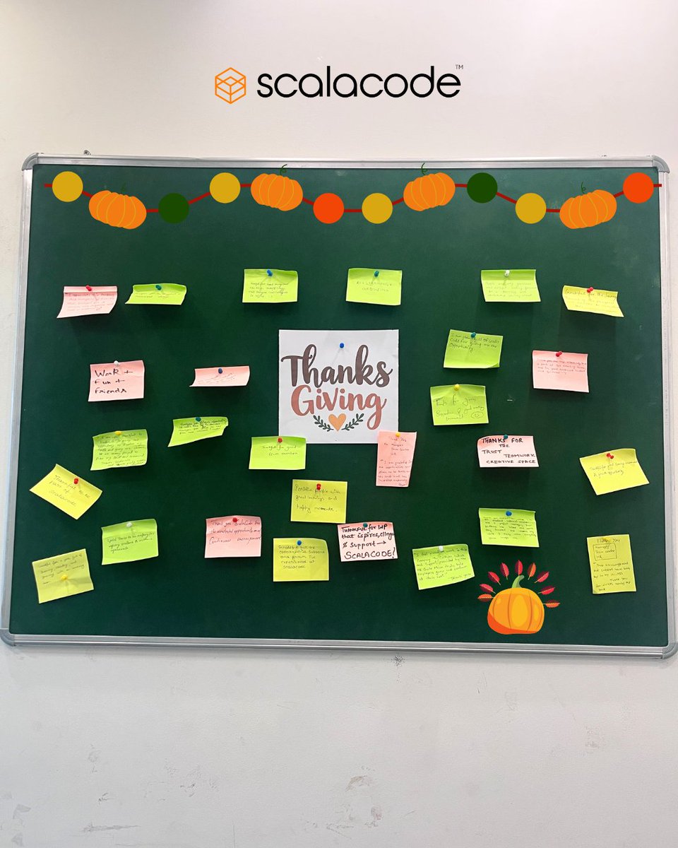 scala_code's tweet image. Gratitude goes a long way at ScalaCode.

This Thanksgiving, our team shared heartfelt notes of appreciation and celebrated the spirit of togetherness. 

#Thanksgiving #ScalaCode #Grateful