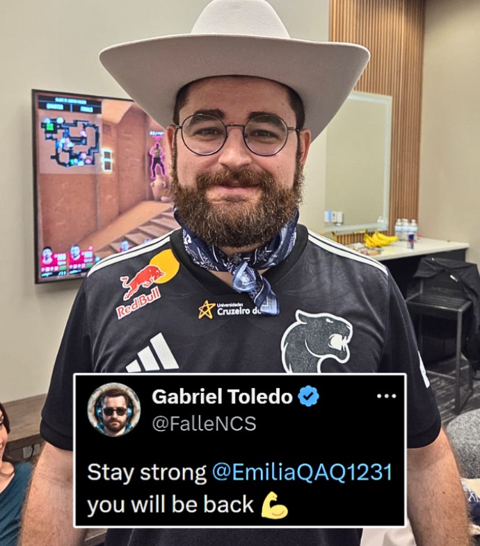 Ozzny_CS2's tweet image. FalleN left EmiliaQAQ a message after his elimination from the Budapest Major 🇧🇷🤝🇨🇳