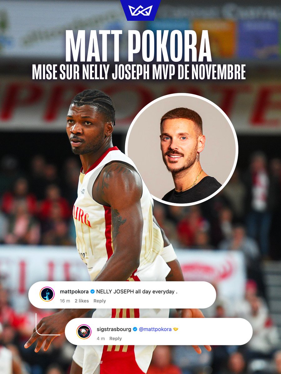 Nelly Joseph validé par <a href="/MPokora/">Matt Pokora</a> pour le joueur du mois de novembre ! 👀

D'accord avec lui ou pas ?

#BetclicElite #Basketball