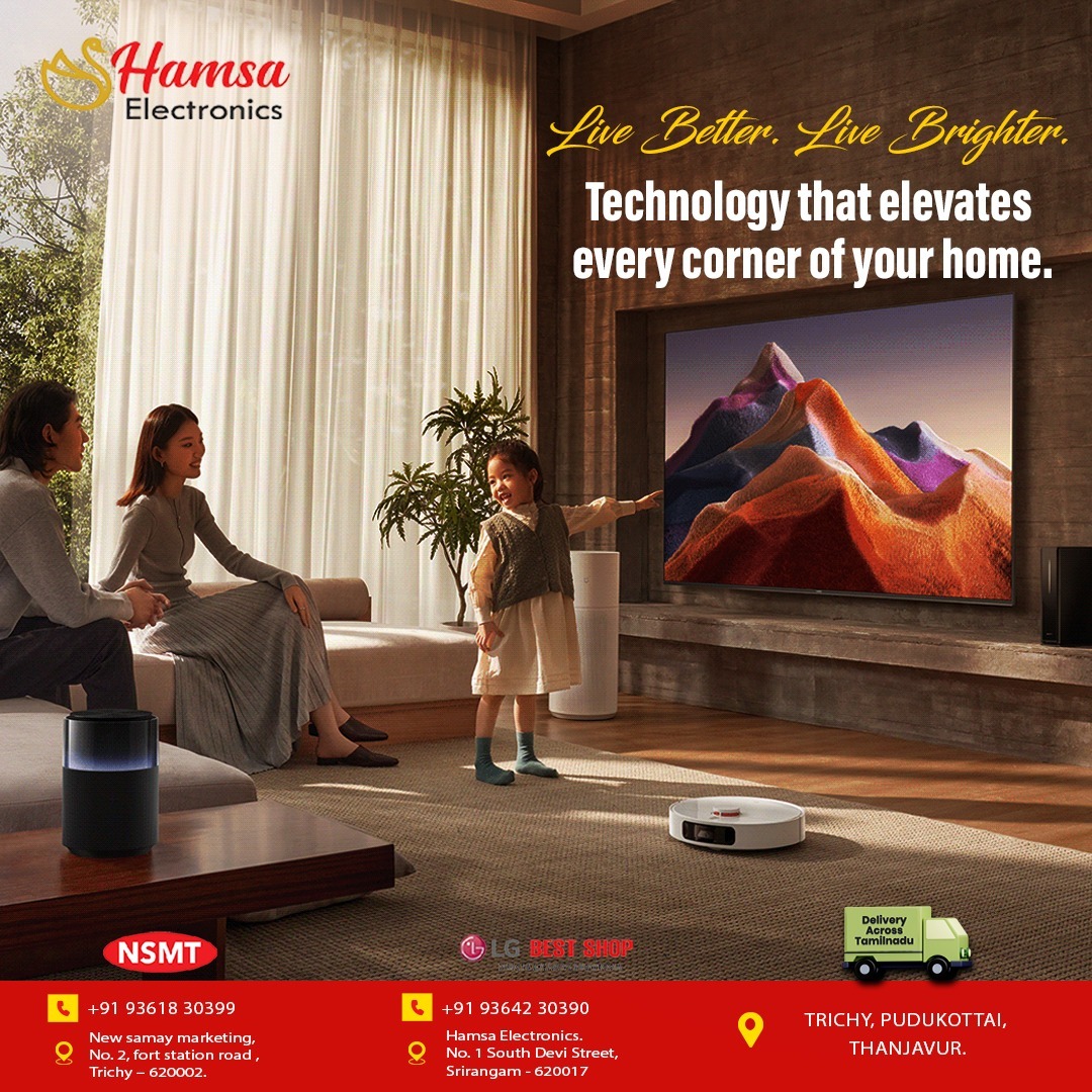 Hamsa_Trichy's tweet image. Smarter homes start with smarter choices.

Experience next-level comfort and innovation with Hamsa Electronics ✨

#HamsaElectronics #SmartHome #HomeTech #TNShops