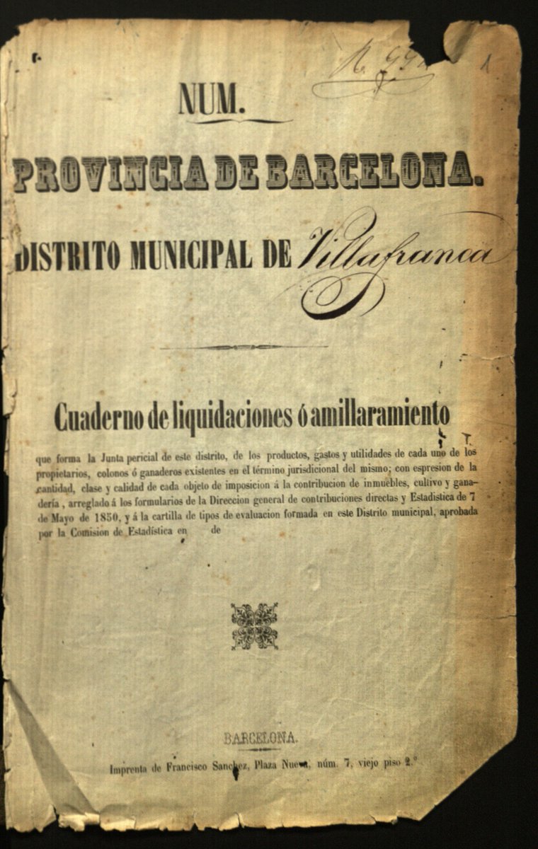 acaltpenedes's tweet image. Ja pot consultar-se en línia l&apos;important Amillarament de 1853, que forma part de l&apos;Arxiu Municipal de Vilafranca. Ha estat una digitalització costosa, pel seu estat. #XAC #paisdarxius @VilafrancaAj @patrimonigencat @elcargolpenedes @el3devuit @LaFuraCoop 
arxiusenlinia.cultura.gencat.cat/#/cercaavancad…
