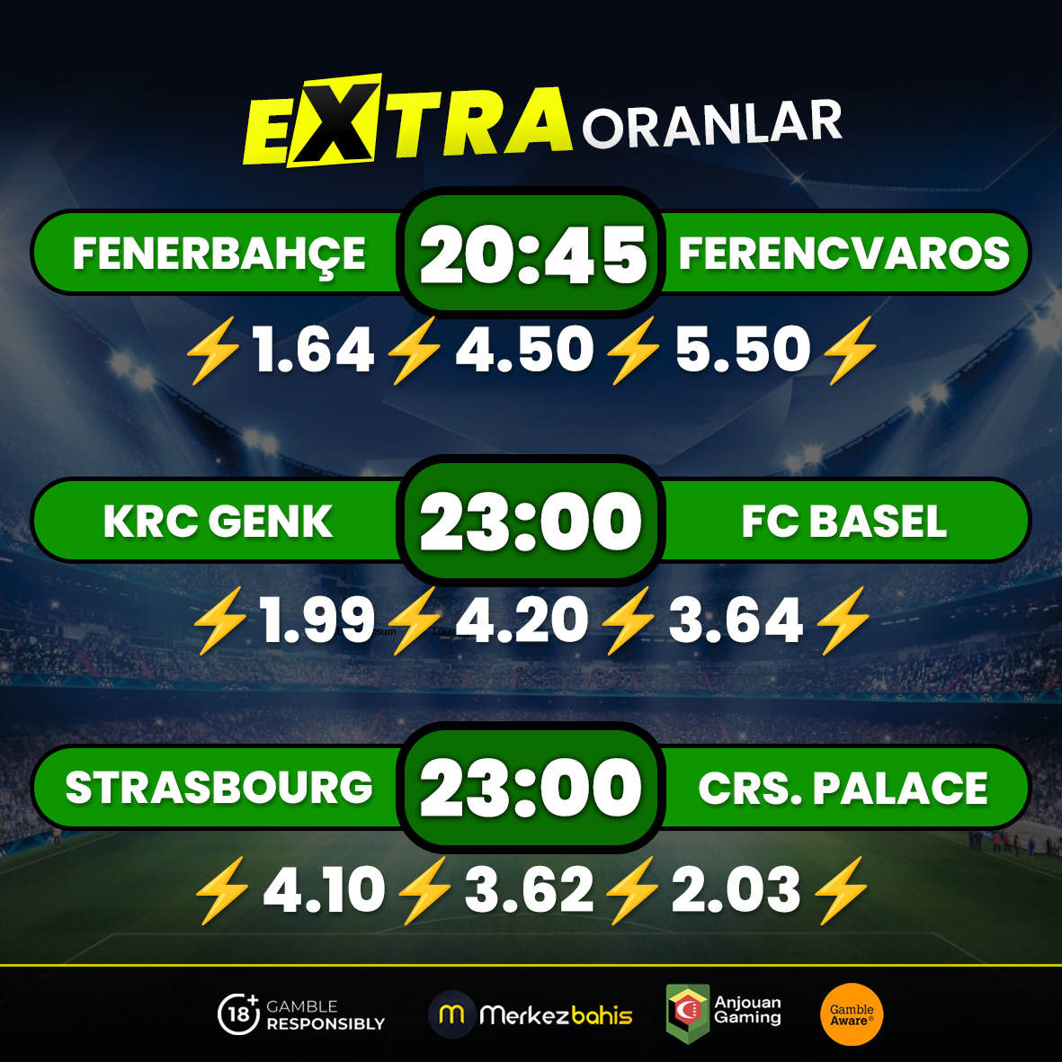 ⚽️GÜNÜN MAÇLARI⚽️
↗️ EXTRA Oranlar MERKEZBAHİS’te!

🎥 Tüm Maçlar Canlı Yayında
🔴 CANLI TV 8merkezplay.me
⚽️ GİRİŞ bit.ly/merkezsosyal

#bahis #misli #nesine #iddaa #denemebonusu #bonus #merkezbahis #tipster #gundem #spor #turkiye #futbol #FenerinMaçıVar #Fenerbahçe