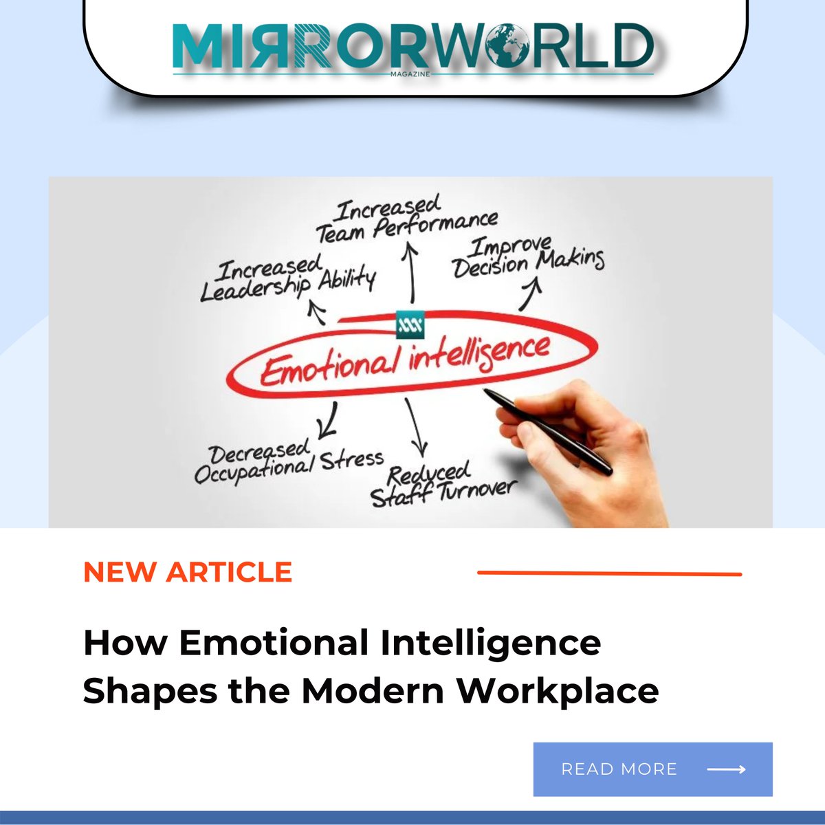Mirrorworldmag's tweet image. How Emotional Intelligence Shapes the Modern Workplace

Read More: tinyurl.com/4bwkwwwa
#EmotionalIntelligence #EISkills #WorkplaceExcellence #LeadershipDevelopment