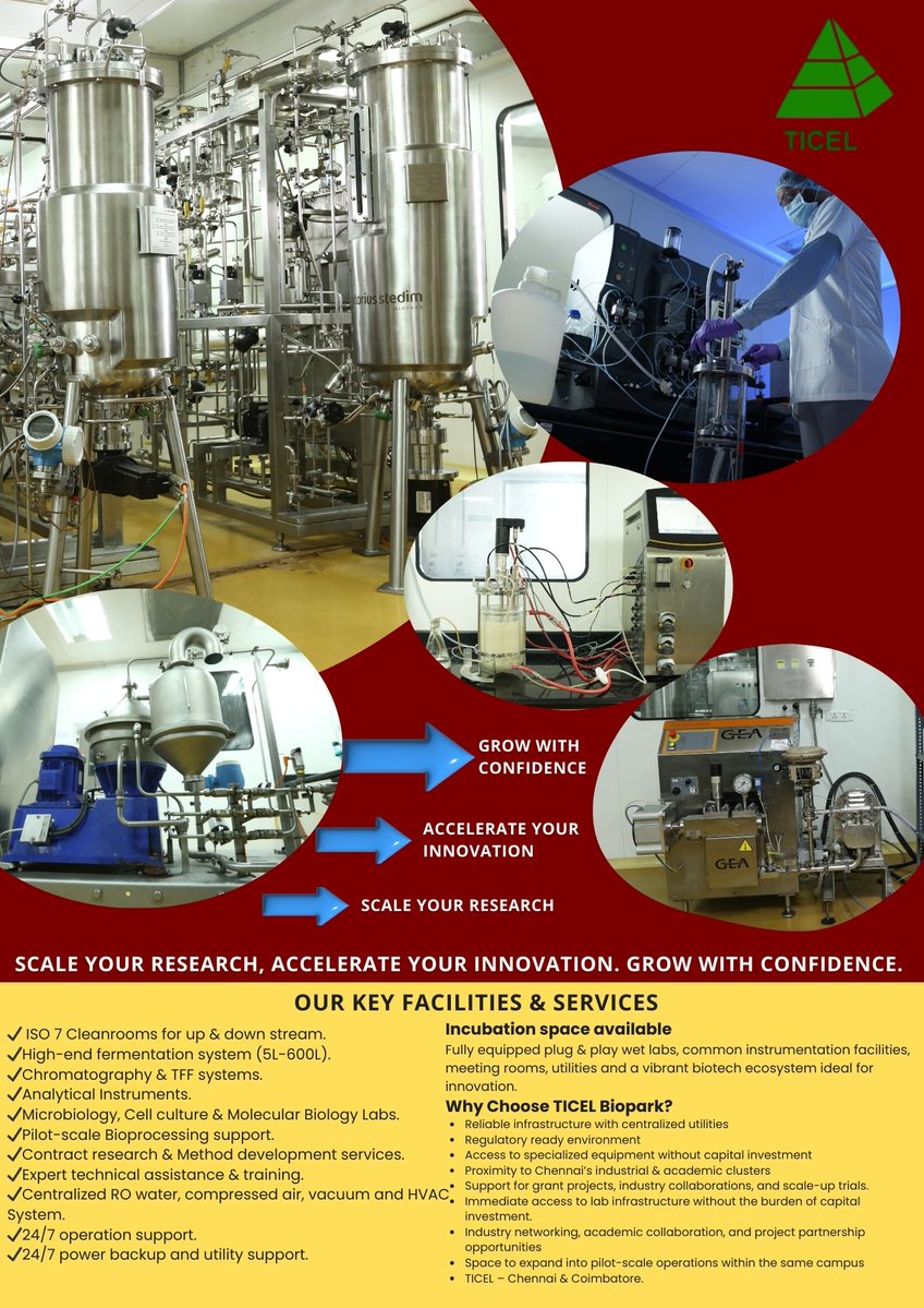 ticelbiopark's tweet image. #Microbiology #MSCMicrobiology #BiotechIndia #LifeSciences

#Pharma #MicrobialScience #Chromatography #Cleanrooms #fermentationsystem #fermentation #AnalyticalInstruments #MolecularBiology #Labs #Pilotscale #assistance #training