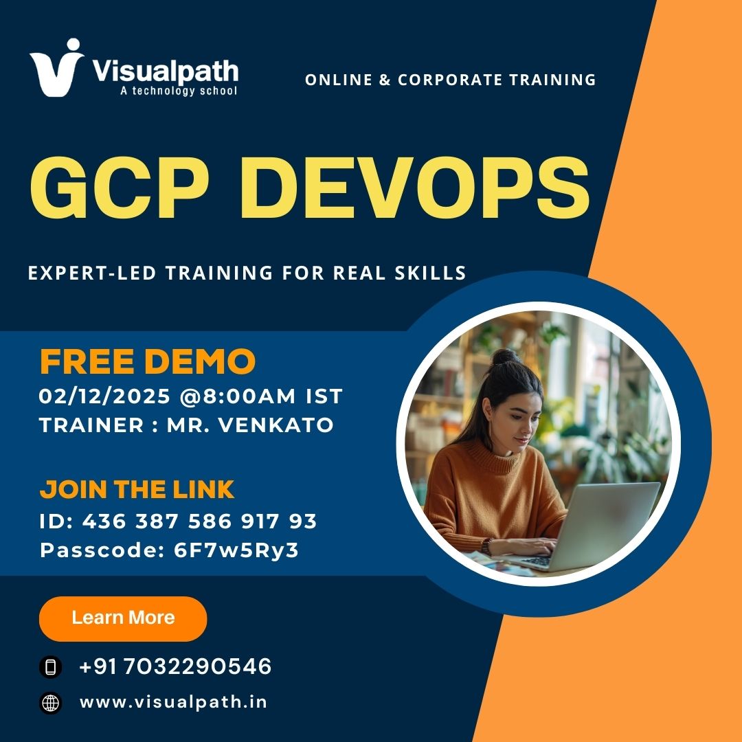 VisualpathPro's tweet image. 🚀𝗙𝗥𝗘𝗘 𝗗𝗲𝗺𝗼 - 𝗚𝗖𝗣 𝗗𝗲𝘃𝗢𝗽𝘀 𝗢𝗻𝗹𝗶𝗻𝗲 𝗧𝗿𝗮𝗶𝗻𝗶𝗻𝗴!
🗓️ Date: 2 Dec 2025 ⏰ Time: 8:00 AM IST
🔗 Join the Session: bit.ly/4p4WUKB
🆔 Meeting ID: 436 387 586 917 93 🔒 Passcode: 6F7w5Ry3 
📞 𝗖all: +91 7032290546
🌐 𝗩𝗶𝘀𝗶𝘁: visualpath.in/upcoming-batch…