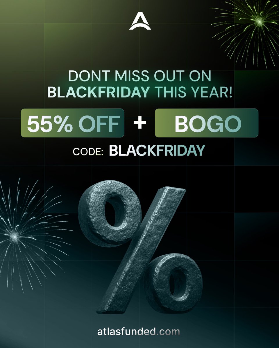 atlasfundedcom's tweet image. It’s here. 🎁

55% OFF + BOGO for Black Friday.
This is our biggest deal of the year don’t miss it. 💪

Code: BLACKFRIDAY ⚡️👇