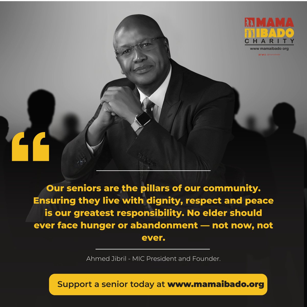 A small act of kindness can change a life. With KES 3,500, you can bring comfort, care, and dignity to a senior who truly needs it. Join the #supportamzeechallenge today and support our seniors. Visit mamaibado.org to support.