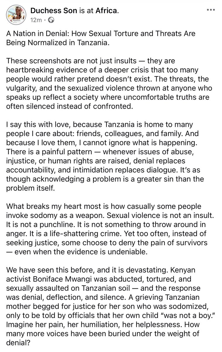 LarryMadowo's tweet image. Sodomy and sexual violence is not an empty threat in Tanzania