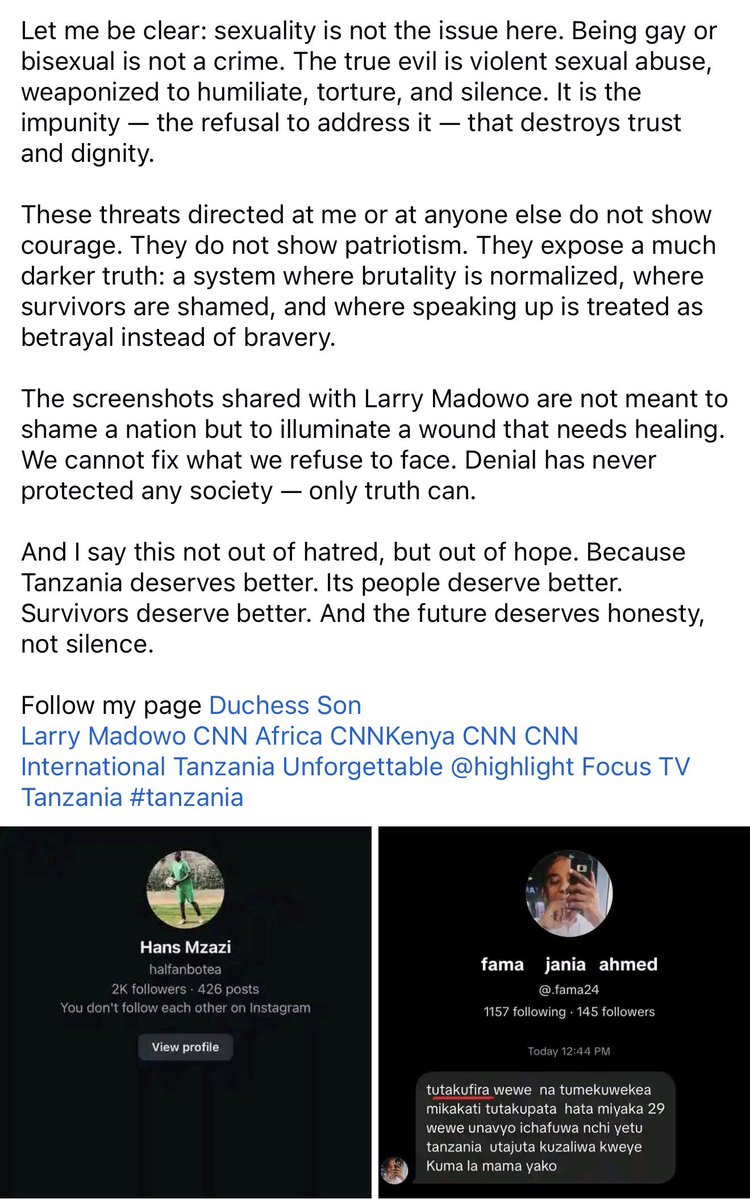 LarryMadowo's tweet image. Sodomy and sexual violence is not an empty threat in Tanzania