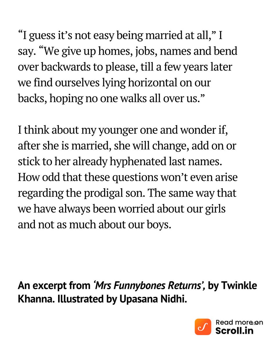 scroll_in's tweet photo. ‘Like birds that eat ticks off zebras’ backs’: Twinkle Khanna writes about marriage in her new book

https://t.co/wjARMZgnlY

#Mrsfunnybones https://t.co/3FNcyFvphA