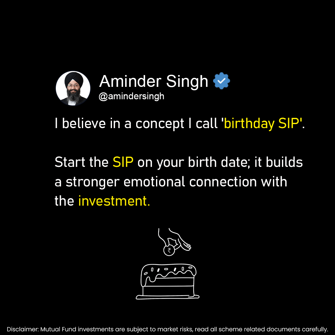amindersingh01's tweet photo. Gift Yourself SIP
Your birthday isn’t just a reminder of age…
It’s a reminder to grow smarter and wealthier! 🎉💸
Start a Birthday SIP today — Future You will thank you later. 

#YoungInvestors #BirthdaySIP #StartEarlyGrowRich #InvestLogical #SIPGoals #FinancialFreedomJourney https://t.co/qEE8KeXRJN