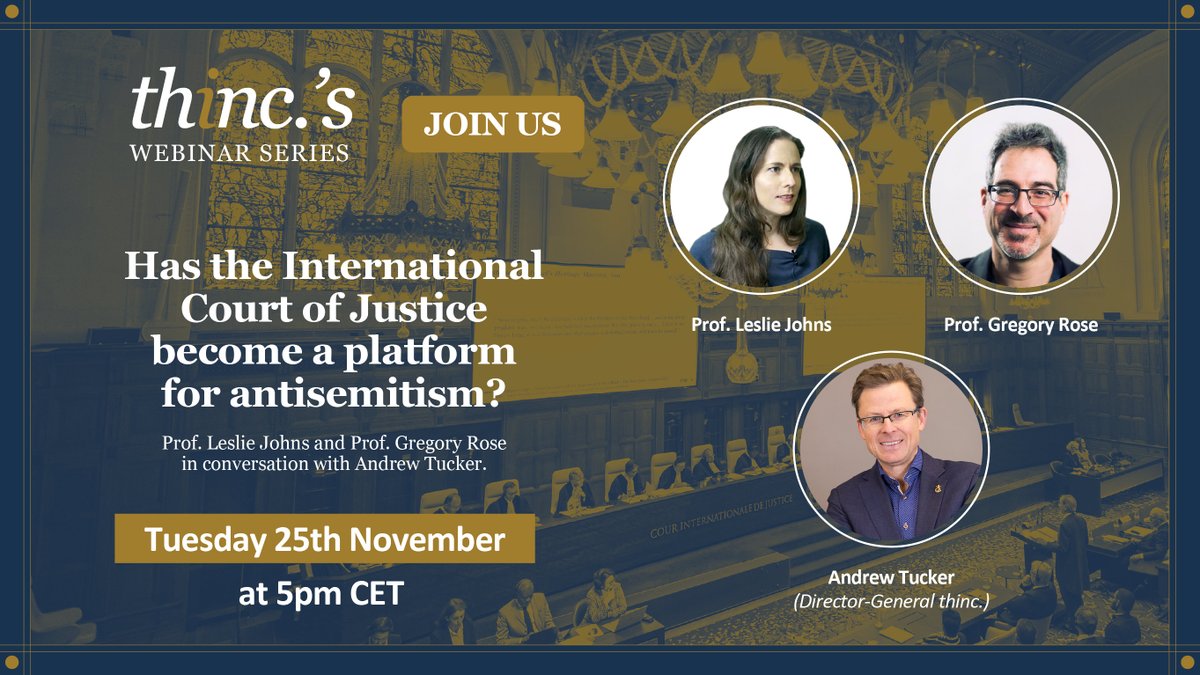 Your recording is ready! Webinar: Has the International Court of Justice become a platform for antisemitism? - mailchi.mp/thinc/webinar-…