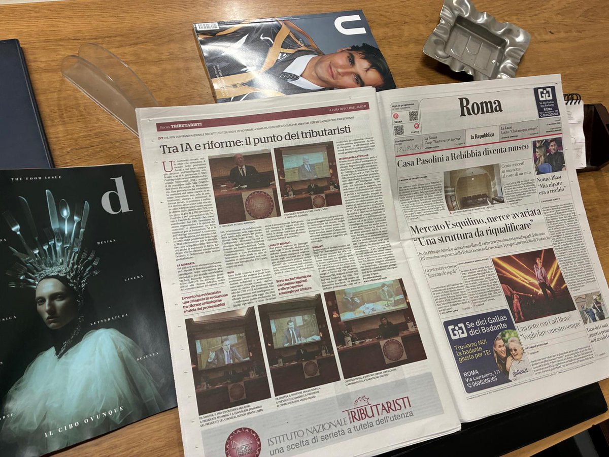 27  novembre,oggi su La Repubblica Roma e Centro Italia,una  pagina dedicata al XXIV Convegno Nazionale INT,una pagina che evidenzia  l'importanza del nostro ruolo e della nostra governance nel panorama delle rappresentanze  professionali,una pagina da conservare #INTtributaristi