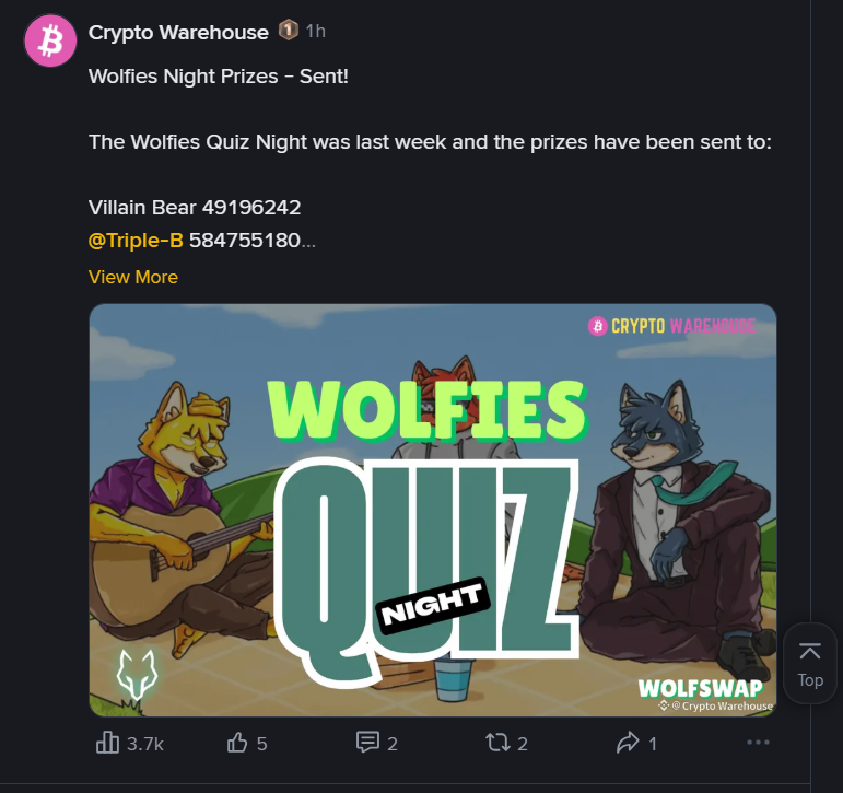 GibCryptoNews's tweet image. Wolfies win on X, Wolfies win on @Binance Square!

Congratulations to the winners of last weeks @wolfswapwolfies giveaway, you have now been paid.

(Yes it was delayed, I want meant to have an operation the day after).

Want to win? Follow us on @Binance Square and follow…