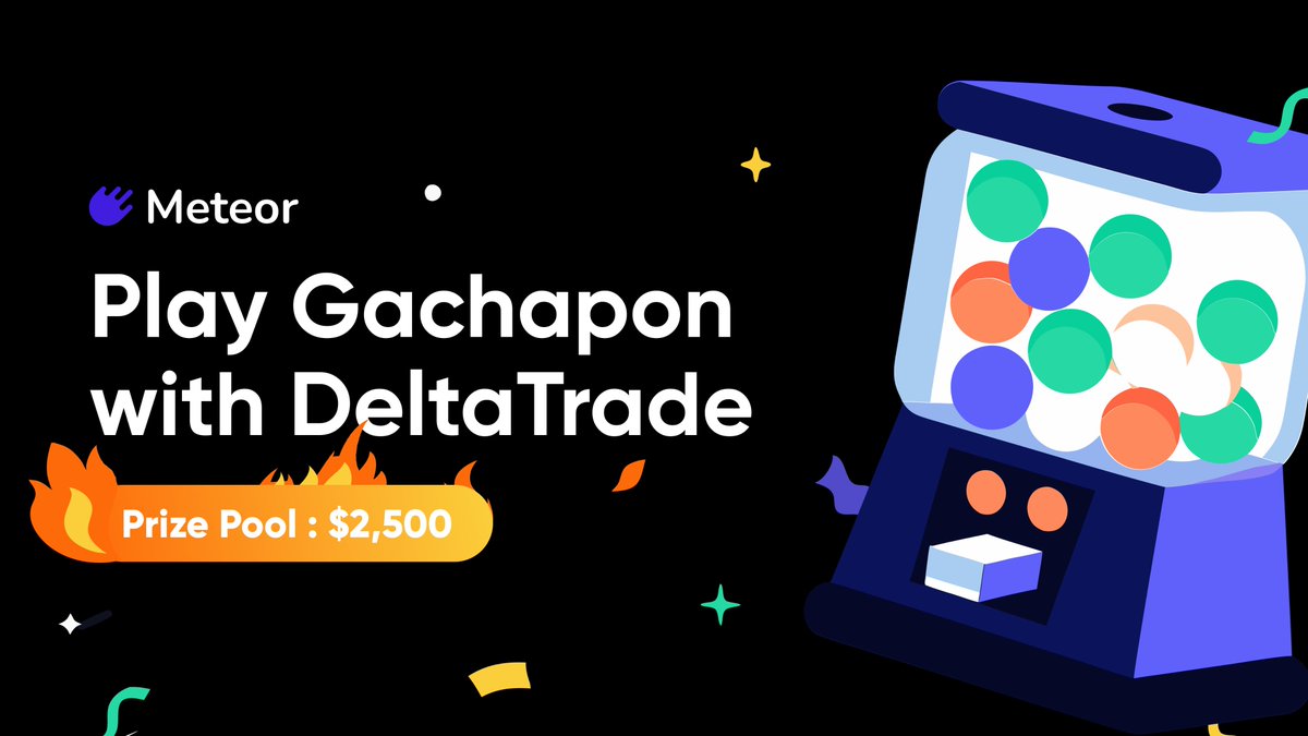 MeteorWallet's tweet image. Play Gachapon on the ☄️Meteor App with DeltaBot 🎰 and win a share of $2,500 USD in prizes!

You can join the event by:

Spend 0.003 $NEAR to play
OR
Reach $300 USD in trading volume on Delta

👇 Download Meteor App
meteorwallet.app

The next tweet will show you how to…