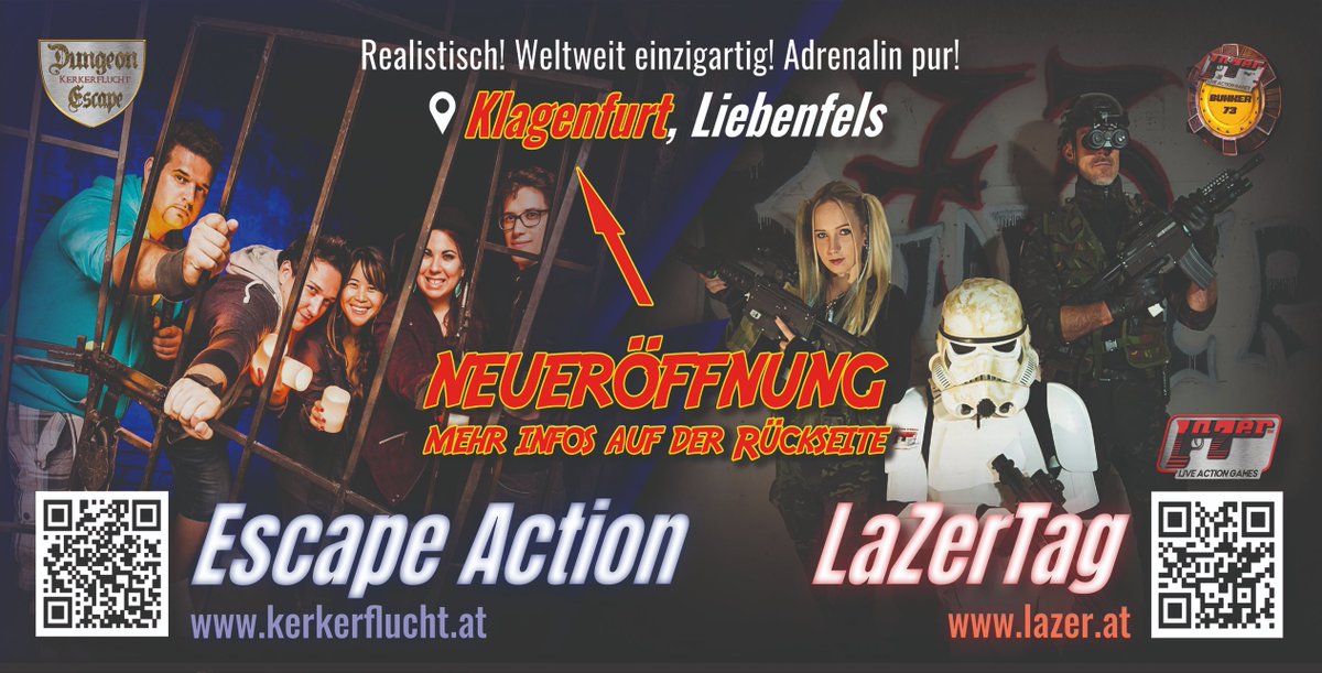 lazer_live's tweet photo. Wir haben zwei neue Spielgelände eröffnet in #Klagenfurt, mit jeweils 750qm Spielfläche. 🥰
#Lasertag #Austria #Paintball #Airsoft https://t.co/q7NBUnQzAE