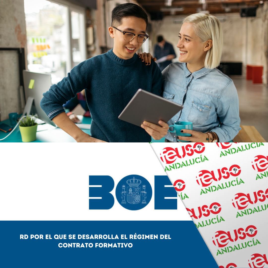 FEUSO_ANDALUCIA's tweet image. ⭕️#USO INFORMA: RD CONTRATO FORMATIVO

📑El BOE publica el RD por el que se desarrolla el régimen del contrato formativo.

🔗 Más información: is.gd/gYfjSO
👍📝 Afíliate: bit.ly/3ZeWqDT
#ConUSOmejor #AfíliateaUSO #ContratoFormativo