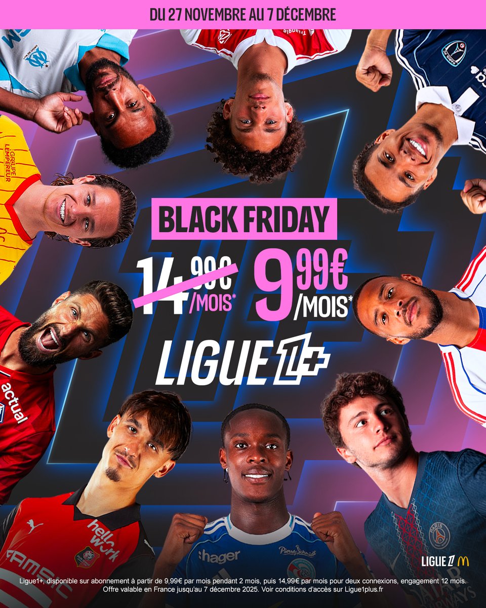 ligue1plus's tweet image. C’est le Black Friday sur Ligue 1+ 🙌

Profitez de tous les matchs à prix réduit 😍

Une offre À NE PAS MANQUER 👉 plus.ligue1.com/home?esrefid=d…