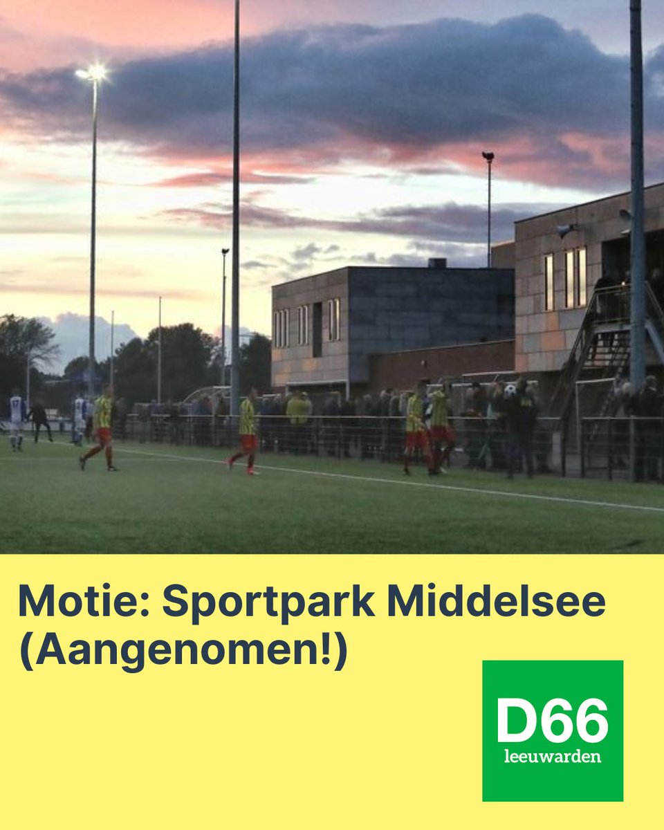 De raad van Leeuwarden steunde woensdag unaniem de motie voor Sportpark Middelsee. Hard nodig: volle kleedkamers, te weinig veldruimte en verkeer dat vastloopt.

Met deze motie kan een nieuw college direct doorpakken zodra er financiële ruimte is. Geen stilstand meer.

#Sport
