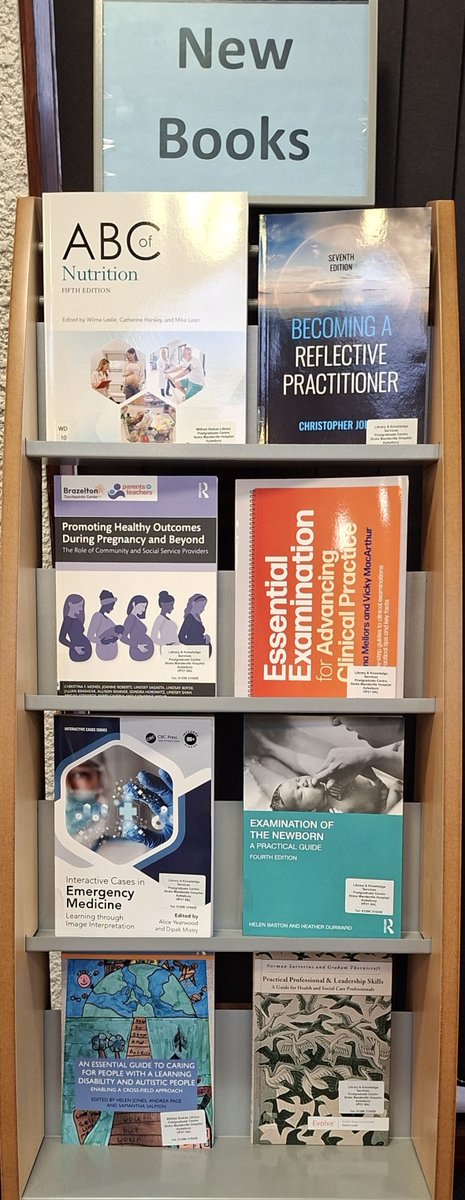 bucksnhslibrary's tweet image. 📚 Fantastic selection of new books added to our shelves this week! 💫
Please pop in for a browse, a library card is required to borrow:
buckshealthcare.nhs.libguides.com/library/join
#BHTLibrary #nutrition #reflection #maternity #pregnancy #emergencymedicine #leadership #newbooks