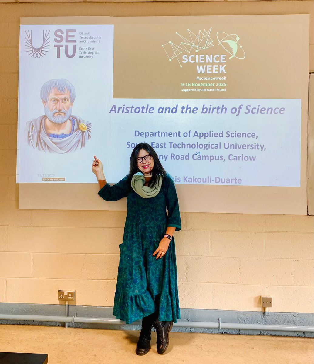 SETU_CWScience's tweet image. Thank you to Dr. Thomais Kakouli-Duarte for a fascinating journey through the life and legacy of Aristotle, one of the most influential thinkers in history. Aristotle’s impact remains as powerful today as ever. Thank you to everyone who joined us🔬💡📚 #ScienceWeek #throwback