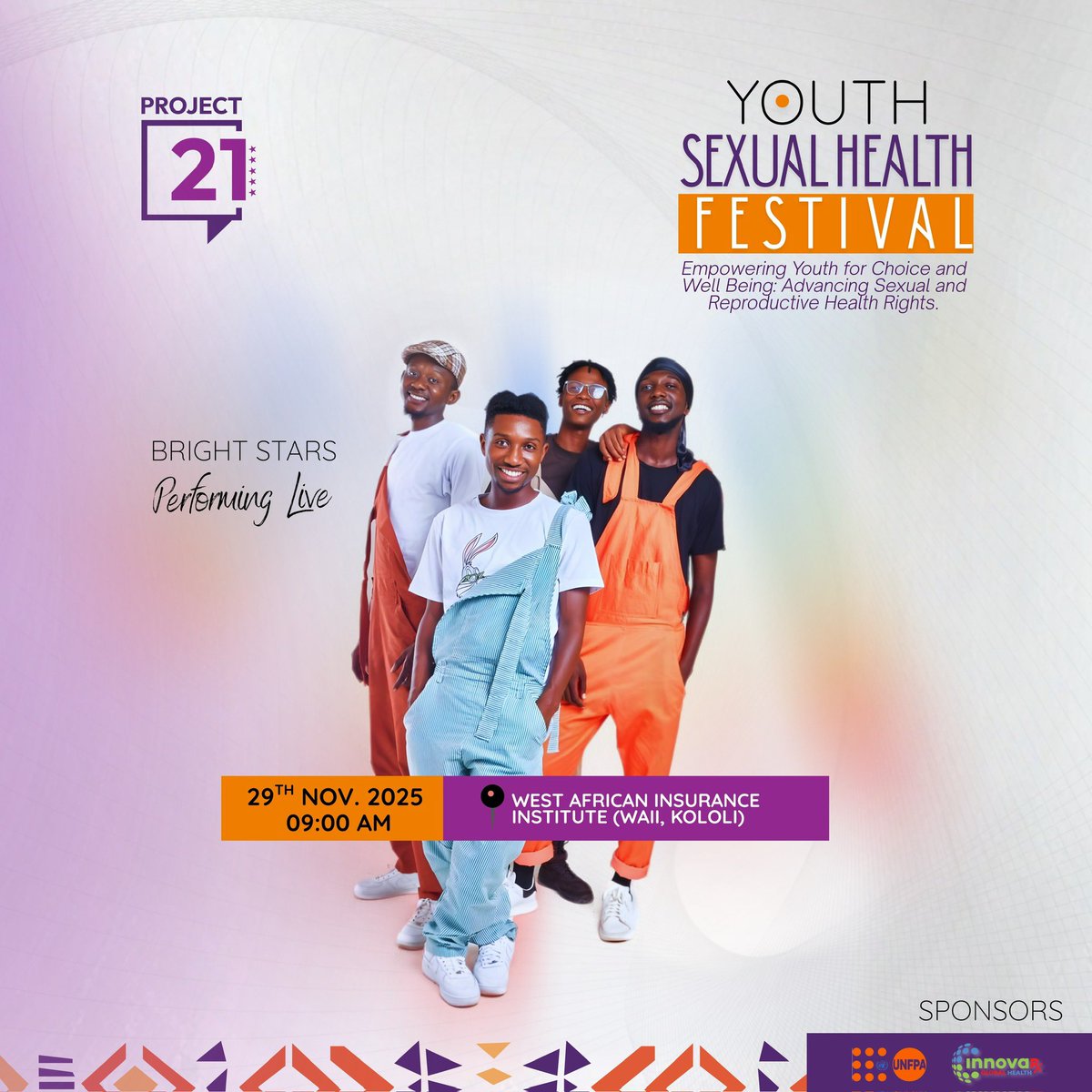 Project21plus's tweet image. It’s not a festival without MUSIC 🎶💜🧡
And we’re bringing you @BrightStarsGm on stage!💃

The artivists !!! Pull up for the vibe, the fun, the learning, and the energy 🙌🏾

🗓 29th Nov. 2025
📍 WAII, Kololi

#YouthFestival #Project21 #SRHR #YSHF #SexualHealth