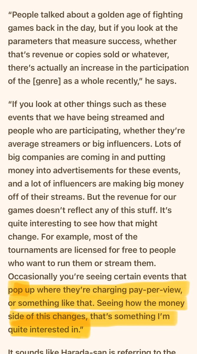 MrAnfosh's tweet photo. @TheCartelDel @Harada_TEKKEN Like cmon you can’t tell me this doesn’t read as him being interested in the idea of charging money for tournament streams, “its quite interesting to see how that might change” referring to streams being free https://t.co/iOmXXjCRIC