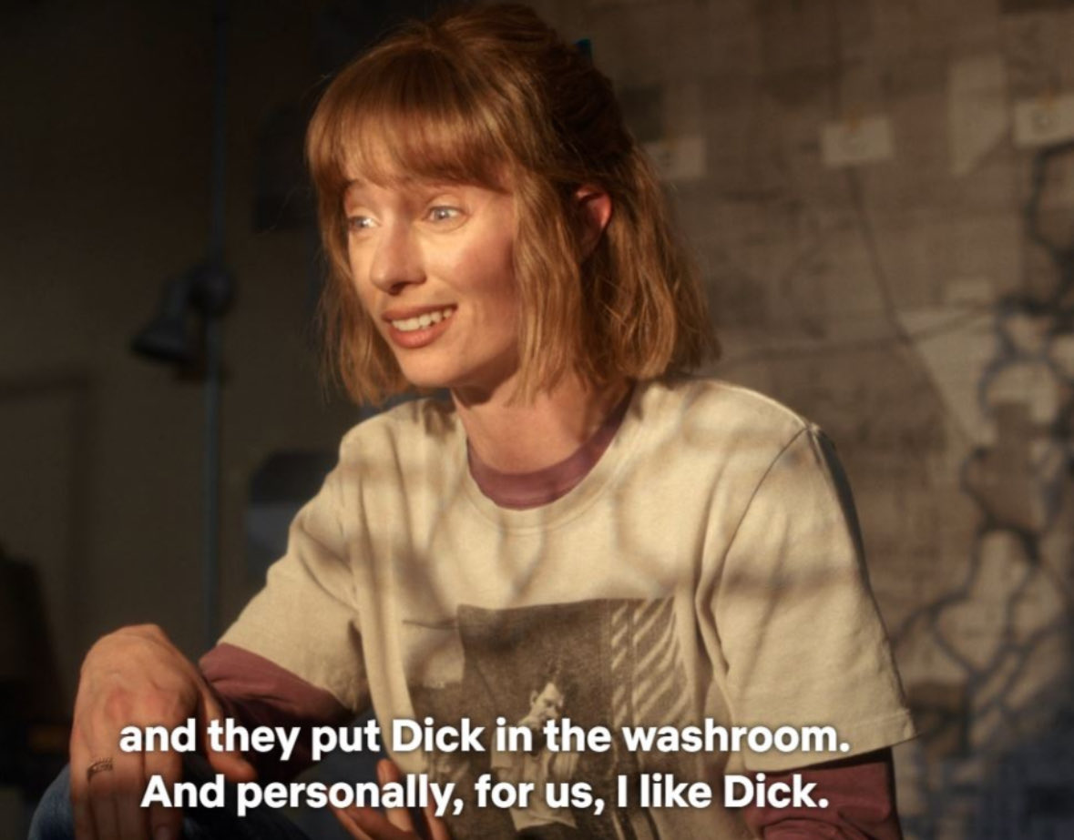 7Bylers's tweet photo. Robin: they put                    Mike &amp; Will
dick in the                                in the 
washroom                               Washroom: https://t.co/fLWErEO9CI