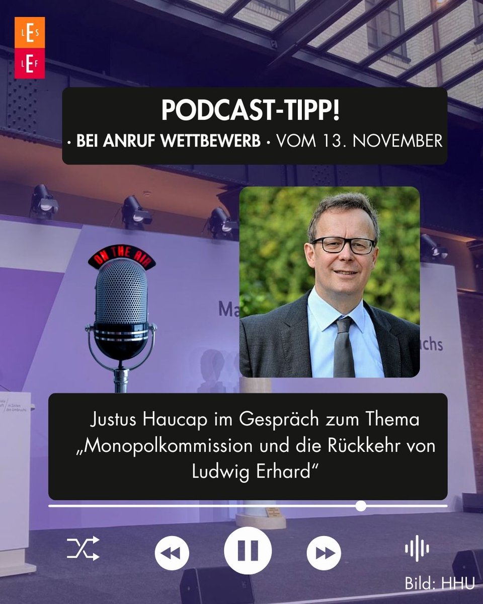 🎧 Podcast-Tipp:
Wie wettbewerbstauglich ist unser Energiesektor wirklich?

Und warum kehrt die Ludwig-Erhard-Büste gerade jetzt ins #BMWK zurück?

Antworten gibt unser Mitglied Justus Haucap im #Podcast „Bei Anruf Wettbewerb“ – mit Einblicken aus erster Hand:
▪️ Gas/Strom: Wo