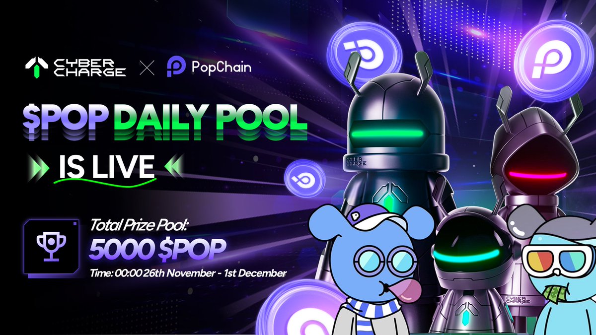 CyberChargeWeb3's tweet image. CYBERCHARGE x POP CHAIN CAMPAIGN IS LIVE — YOUR DAILY CHANCE TO CLAIM 5000 $POP PRIZE POOL

CyberFam, we’re thrilled to announce that $POP Chain has officially become a Strategic Partner of CyberCharge!

To celebrate this milestone and show appreciation to our amazing community,…